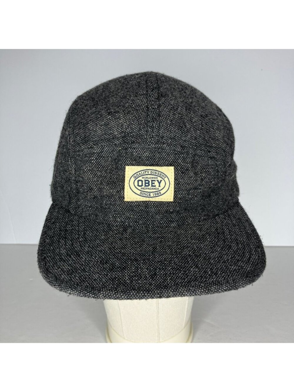 Obey 5 Panel Camp Cap Adjustable Gray Wool Blend Men's Hat